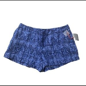 Cynthia Rowley 100% linen blue Ikat shorts 3” size 10 NWT